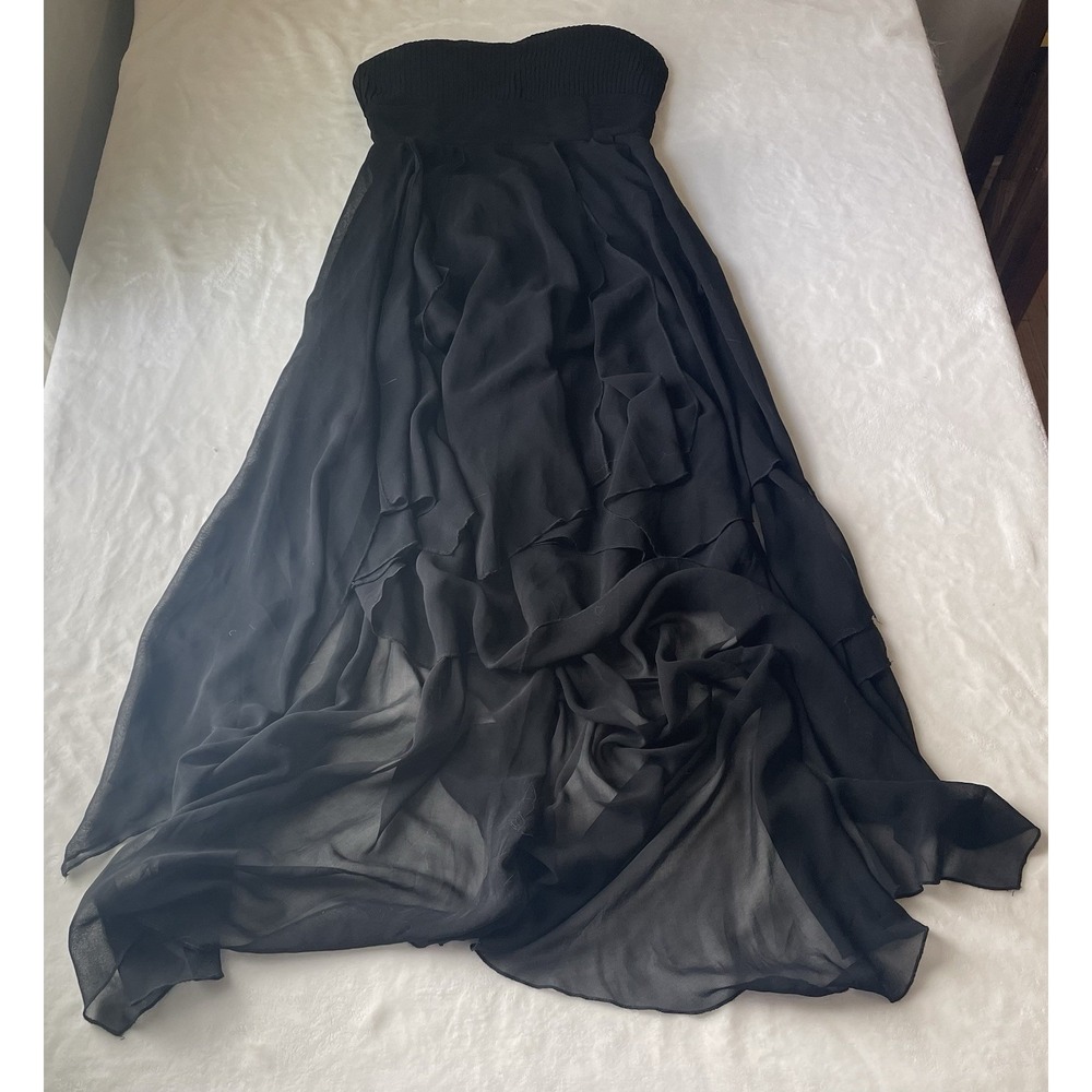 Clothing Co S Strapless Asymmetrical Chiffon Black Bra Dress Prom Dance Hoco